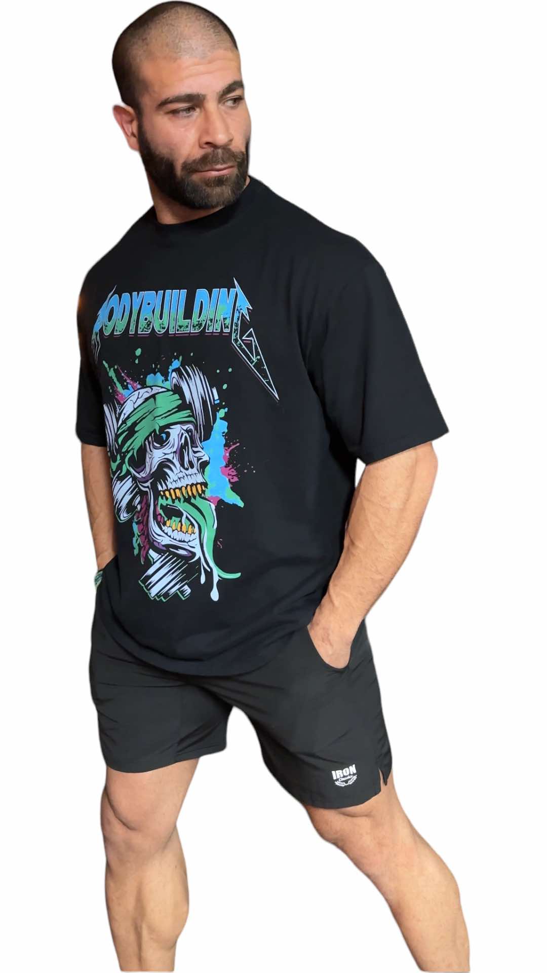 BLACK RELAX FIT TEE - BLEU NEON METALLICA LOGO