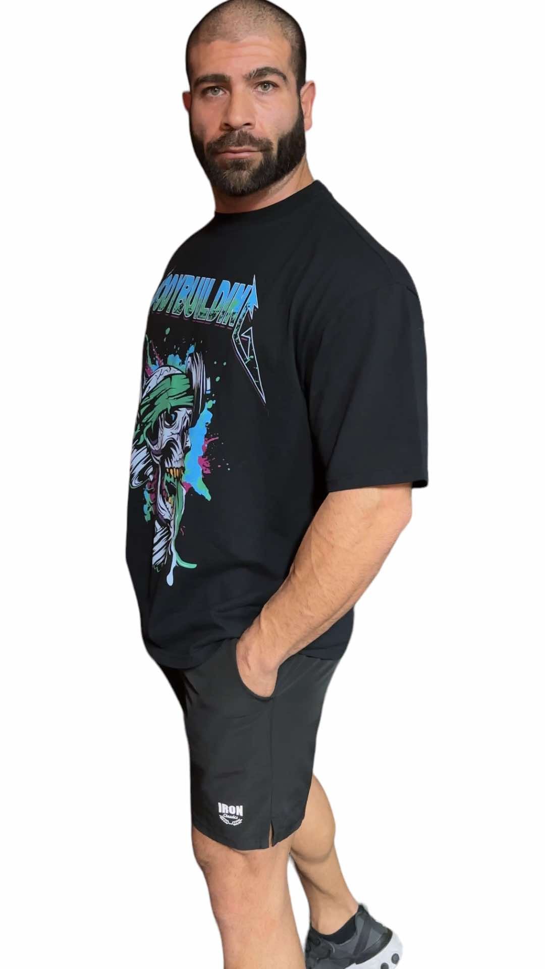 BLACK RELAX FIT TEE - BLEU NEON METALLICA LOGO